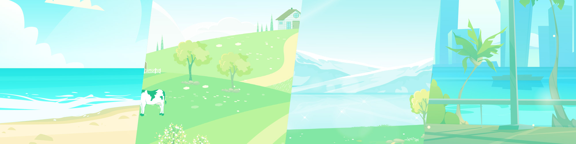 illustration d'un ensemble de lieux de vacances